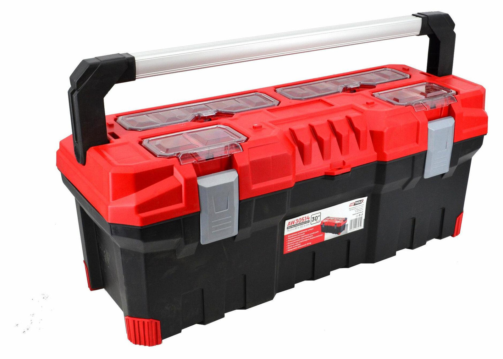AWTools professionele gereedschapskist met aluminium handgreep, 30 inch, B/D/H: 75 x 30 x 30 cm