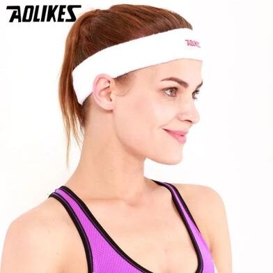 Inspire Select 1pc Cotton Sports Sweat Headband Breathable Moisture Wicking Yoga Hair Band For Men & Women Workout Fitness white