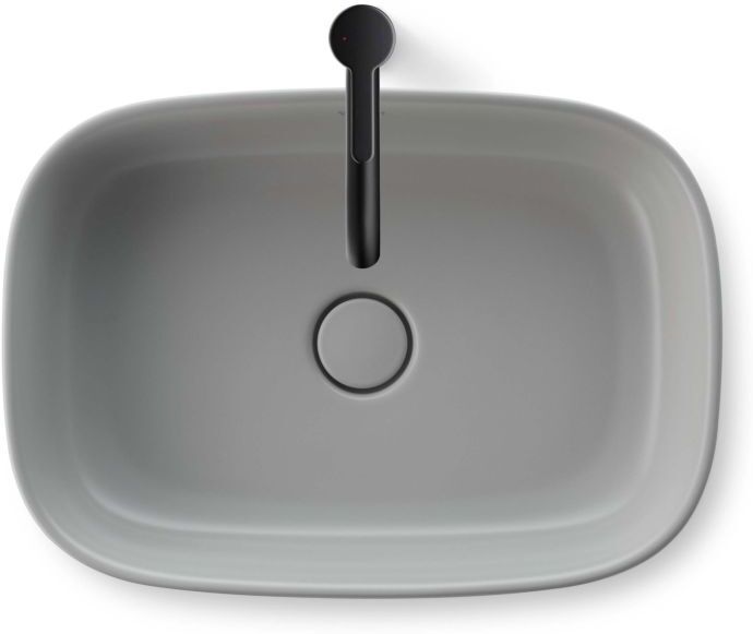 Duravit Zencha Aufsatzbecken 2373556779 55x39cm, ohne Hahnloch, Überlauf, Hahnlochbank, geschliffen, grau seidenmatt