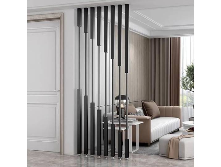 Paravants Raumteiler Raumteiler Pfosten Boden Bis Decke, 2ft/3ft/4ft/5ft/6ft Hoch Screen Partition Wall Dividers Panel Für Wohnzimmer Restaurant Büro Eingang, Moderne Metall-Hohldekor-Säule ( Color :