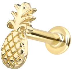 14 Karat Gold Labret mit Innengewinde ANANAS