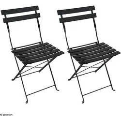 HTI-Living, Gartentisch + Balkontisch, Bistro Sitzgruppe Metall Schwarz klappbar Tisch mit 2 Stühlen Balkon Set (55 x 68 cm)