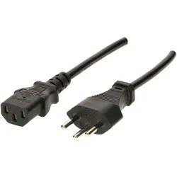 2x Max Hauri TD-Apparatekabel H05VV-F3G0.75 Typ 12 / C13 (2 m), Stromkabel, Schwarz