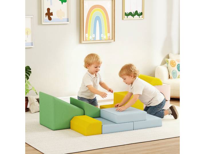 AIYAPLAY Blocs Doux Enfants 12pcs Tissu Mousse Lavable Pastel