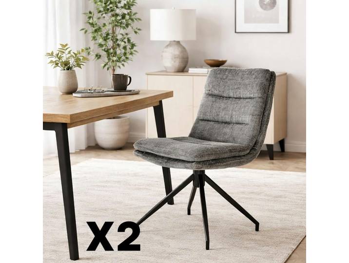 Chaise pivotante en tissu doux (lot de 2) PALERME - Gris