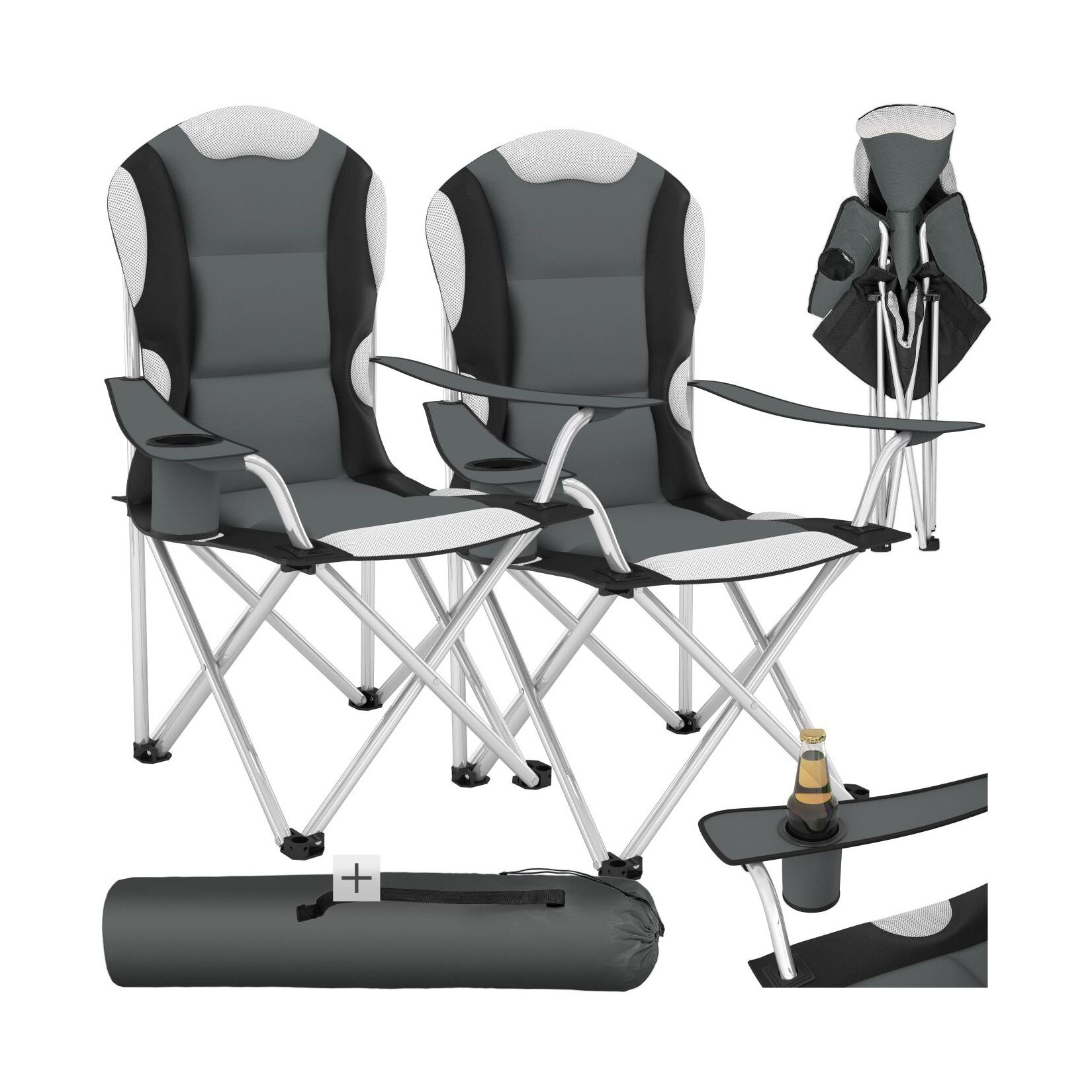 tectake® Campingstuhl, faltbar, gepolstert, geringes Gewicht, 60 x 88 x 110 cm