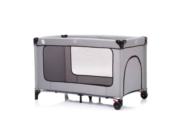 Reisebett Travel Cot Hellgrau mit Rädern + Transporttasche