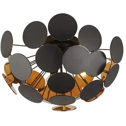 Deckenleuchte Deckenlampe Wohnzimmerlampe Stahl Schwarz Gold D 52 cm