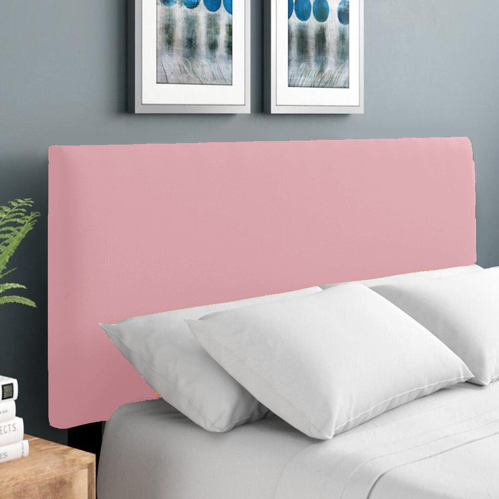 17 Stories Erian Upholstered Chenille Headboard Velvet/Pink Double (4'6)