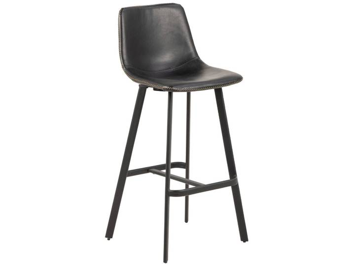 Barhocker, Schwarz, eckig, 46.5x103x50 cm, Reach, Lederauswahl, Esszimmer, Barmöbel, Barhocker