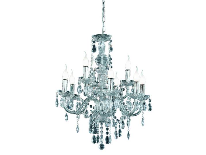 Trio Leuchten Kronleuchter Lüster, Chromfarben, Transparent, Metall, Kunststoff, 192 cm, Lampen & Leuchten, Innenbeleuchtung, Hängeleuchten, Kronleuchter