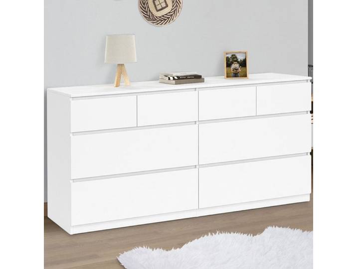 IDMARKET Commode 8 tiroirs TOMI 160 cm bois blanc