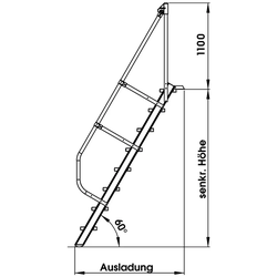MUNK Treppe 60°  inkl. einen Handlauf, 600mm Stufenbreite, 10 Stufen