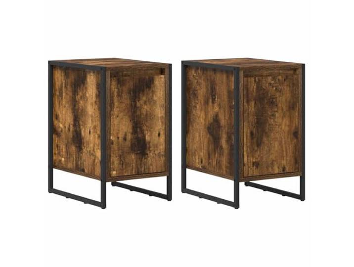 Tmriohed Nachttisch 2er Set 39,5x30x50 cm Holzwerkstoff Raucharbe Rustikales 2er Set Beistelltische aus robustem Holzwerkstoff für Schlafzimmer und Wohnzimmer im Industrie Design.