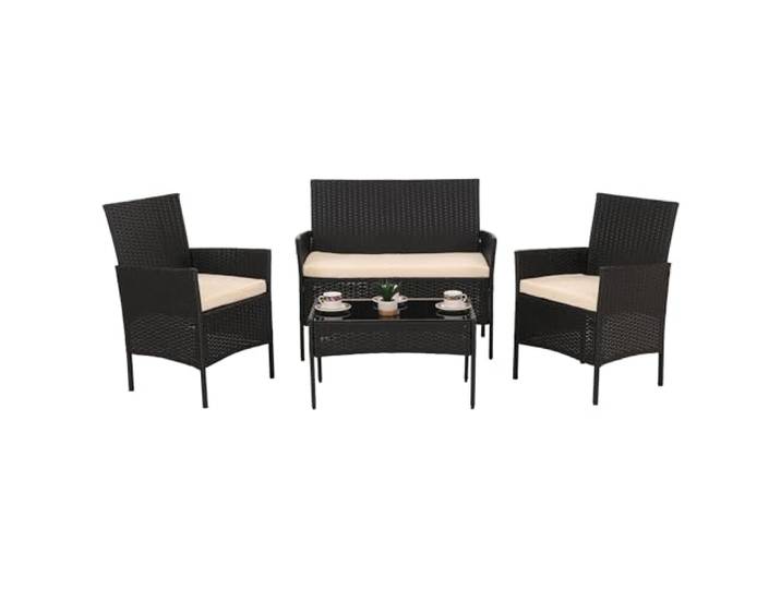 Mendler Poly-Rattan Garten-Garnitur HWC-N98 - anthrazit, Kissen Creme