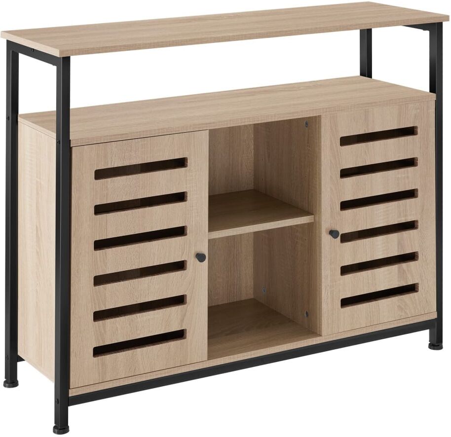 Tectake Aparador estilo industrial 3 estantes 100x37x82 cm madera clara