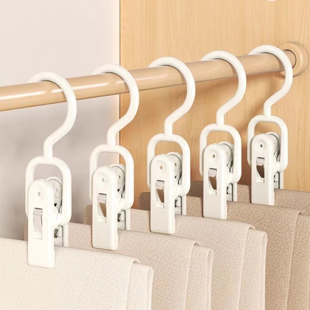 INF Set mit 10 markierungsfreien Haken-Clips für Kleidung – starke Klemmkraft, PP+Eisen, vielseitige Mehrzweck-Aufhänger Weiß