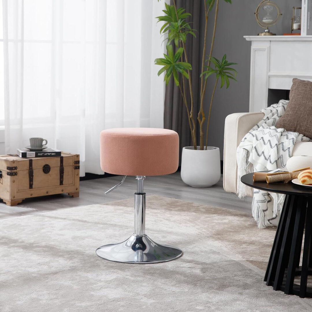 Metro Bausch Swivel Upholstered Adjustable Height Bar Stool Pink 2