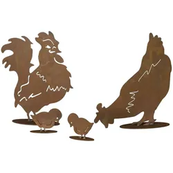 H.G-DEKO Hühnerfamilie  Hühnerfamilie 4-teilig: Hahn, Henne, zwei Küken