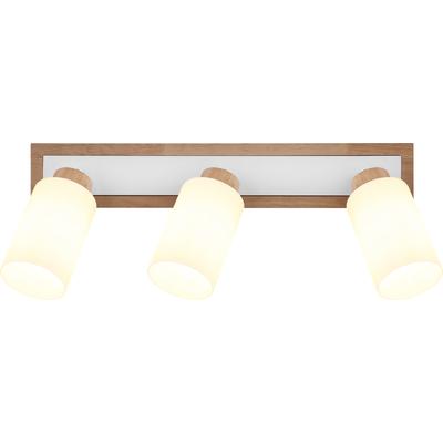 GLOBO LIGHTING Deckenstrahler "ROWENA", weiß (braun), 3, Ø 9,5cm H: 22cm, 1 Stk., Leuchten, Flexibler Strahler, drehbar, Holz & Metall, klassisch modern, Deckenstrahler