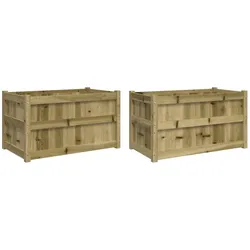 Helloshop26 - Pflanzkübel Hochbeet Blumenbeet Garten Terrasse 2er-Set imprägniertes Kiefernholz braun 02_0039032