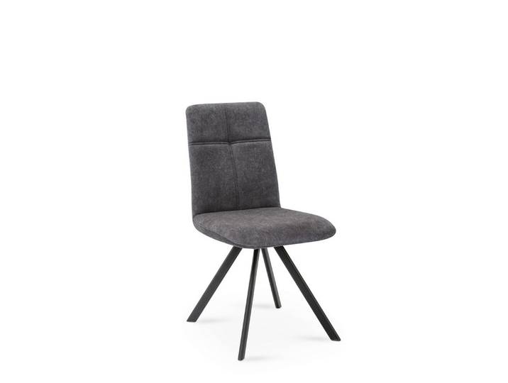58 aufm Kessel Esszimmerstuhl Polsterstuhl 2er-Set Destinee Metall+Microfaser Schwarz/Mittelgrau (inkl. Versand), sehr weicher pflegeleichter und strapazierfähiger Bezug changierend