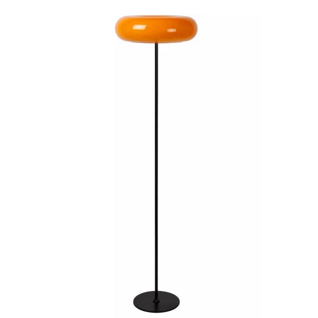 Lucide Stehleuchte Sentino, Orange, Schwarz, Glas, Metalloptik,Metalloptik, rund,rund, 40x150x40 cm, RoHS, Reach, Europäischer Sicherheitsstandard, Lampen & Leuchten, Innenbeleuchtung, Leuchten nach Räumen, Wohnzimmerlampen