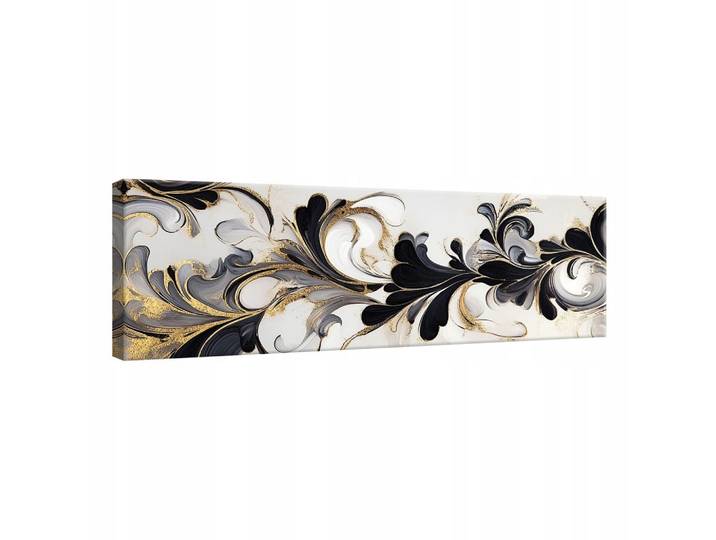 LEINWANDBILD Abstrakt Blumen Schwarz 145x45