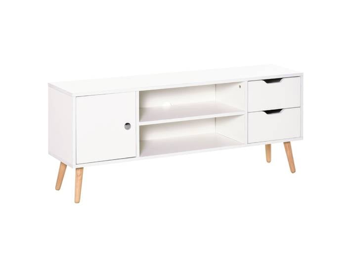 Meuble tv style scandinave pieds pin massif blanc
