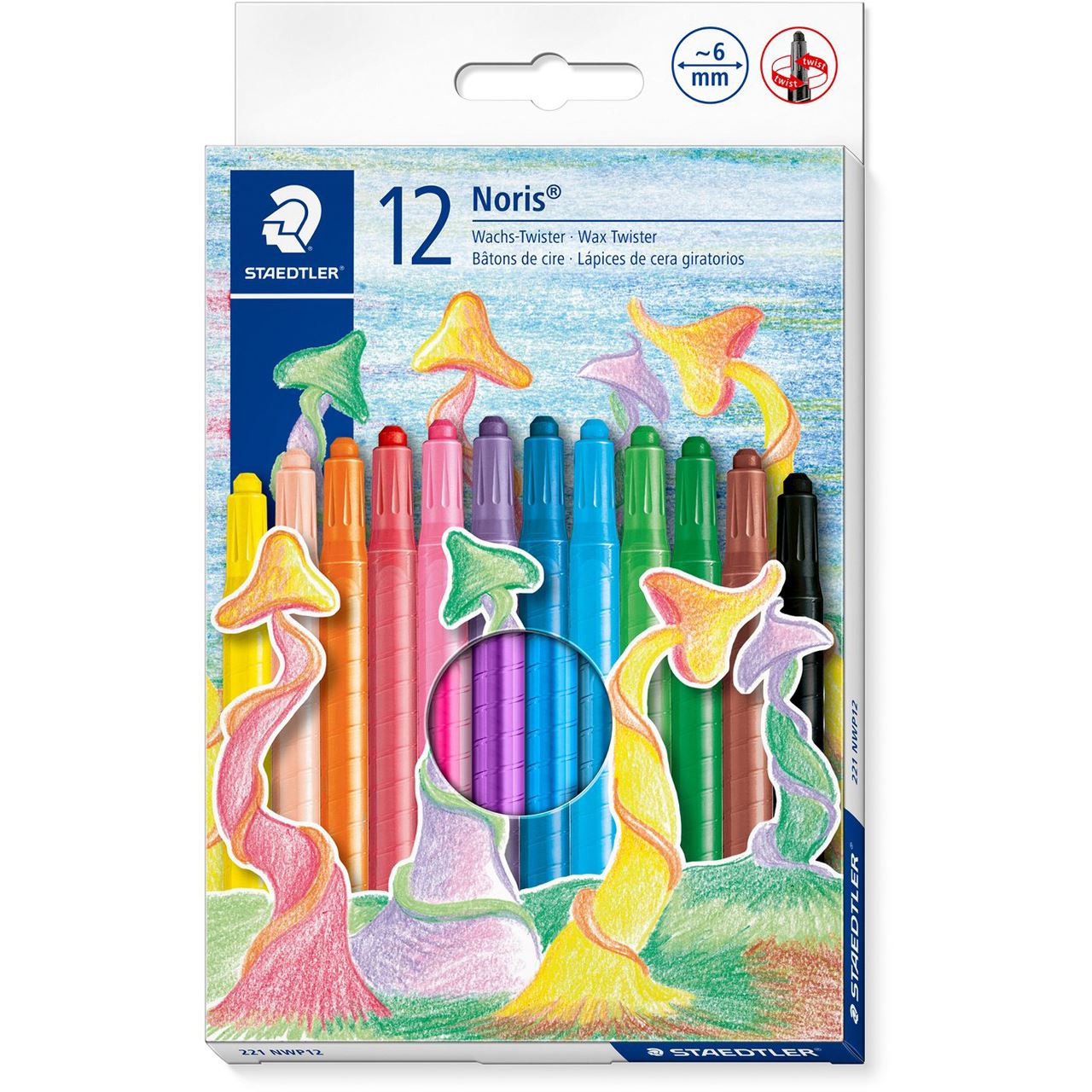 STAEDTLER Noris Club 221 Wachsmalstifte farbsortiert, 12 St.