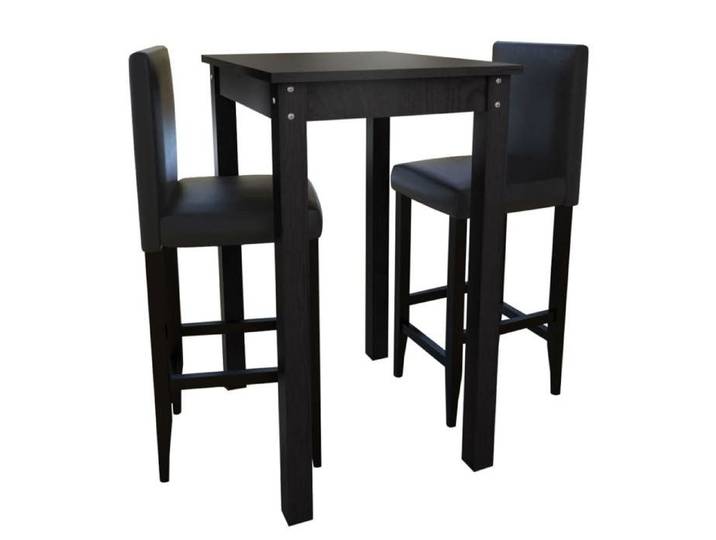 Set de 1 table de bar et 2 tabourets noir 160726