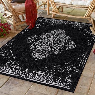 Outdoorteppich AYYILDIZ TEPPICHE "SUNNY 4416", schwarz, B:120cm H:5mm L:170cm, Polypropylen, Teppiche, Outdoorteppich, Läufer, Pflegeleicht / Strapazierfähig / In- und Outdoor geeignet