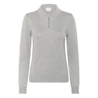 Strickpullover KAFFE "Damen Strickpullover KAjada", Damen, Gr. M, grau (grau melange), Obermaterial: 80% Viskose CV. 20% Nylon NY., Pullover Strickpullover
