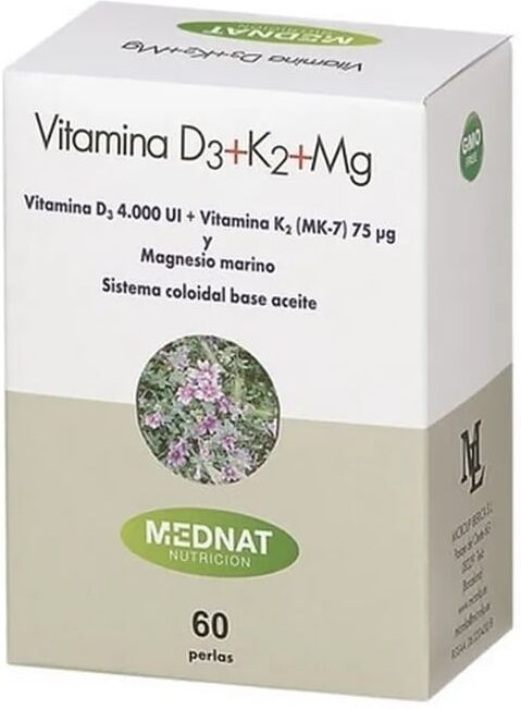 Mednat Nutricion Vitamin D3 + K2 + Mg 60 Perlas