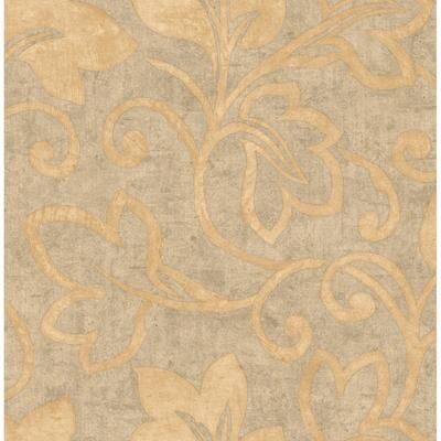 Seabrook Designs Ferne Leaf Scroll Unpasted Wallpaper
