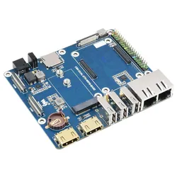 Waveshare, WIFI 6 Dual ETH Base Board für Raspberry Pi Compute Module 4, Gigabit, 100M, M.2 E KEY