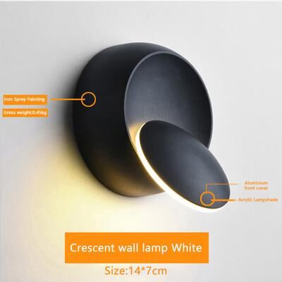 Friendly Fresh Finds LED Wall Lamp Rotatable Modern Wall Light For Bedroom Living Room black cool White(5500 7000k)