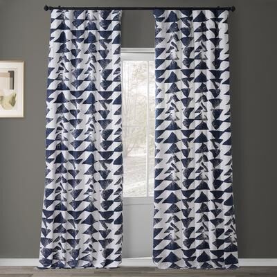 Exclusive Fabrics Triad Geometric Room Darkening Curtains Printed Cotton Twill Curtain (1 Panel)