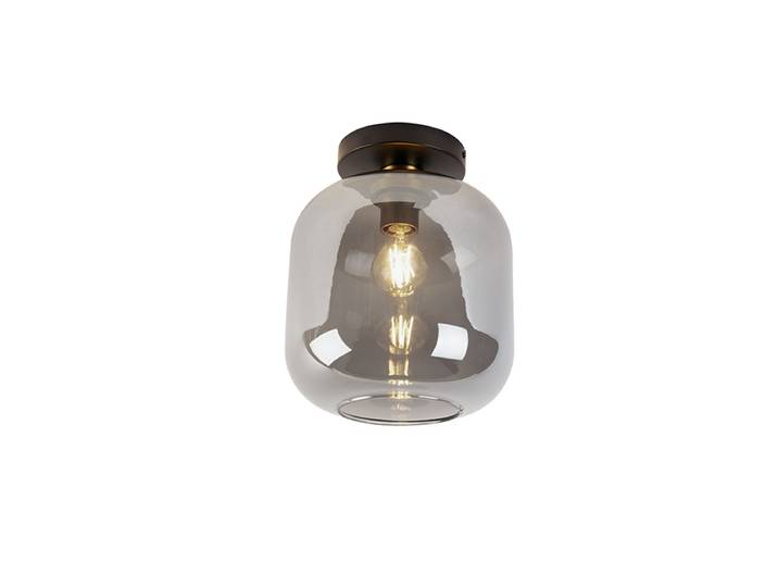 Plafonnier design noir & or avec verre fumé - Zuzanna