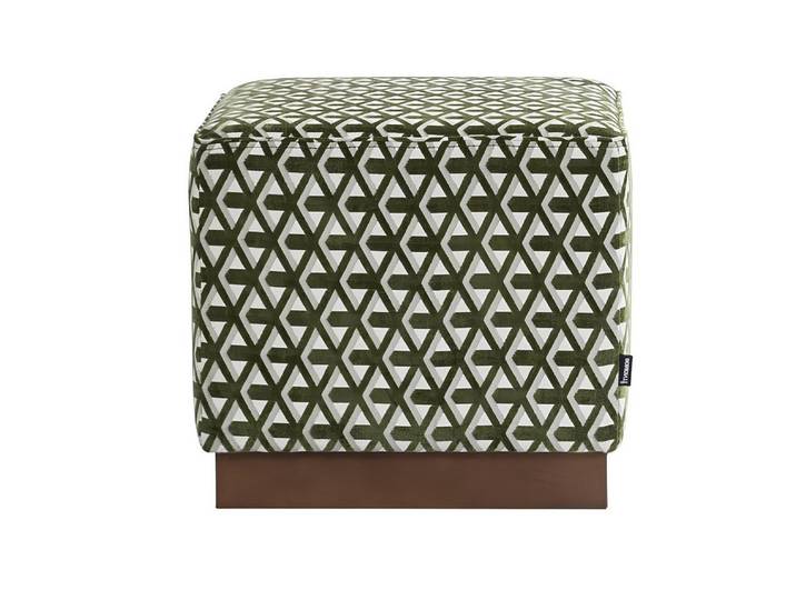 Xlmoebel Hocker Grün-weißer Polster-Puff als Sitzgelegenheit aus Stoff (Hocker, 1 St., 1x Hocker), Made in Europa