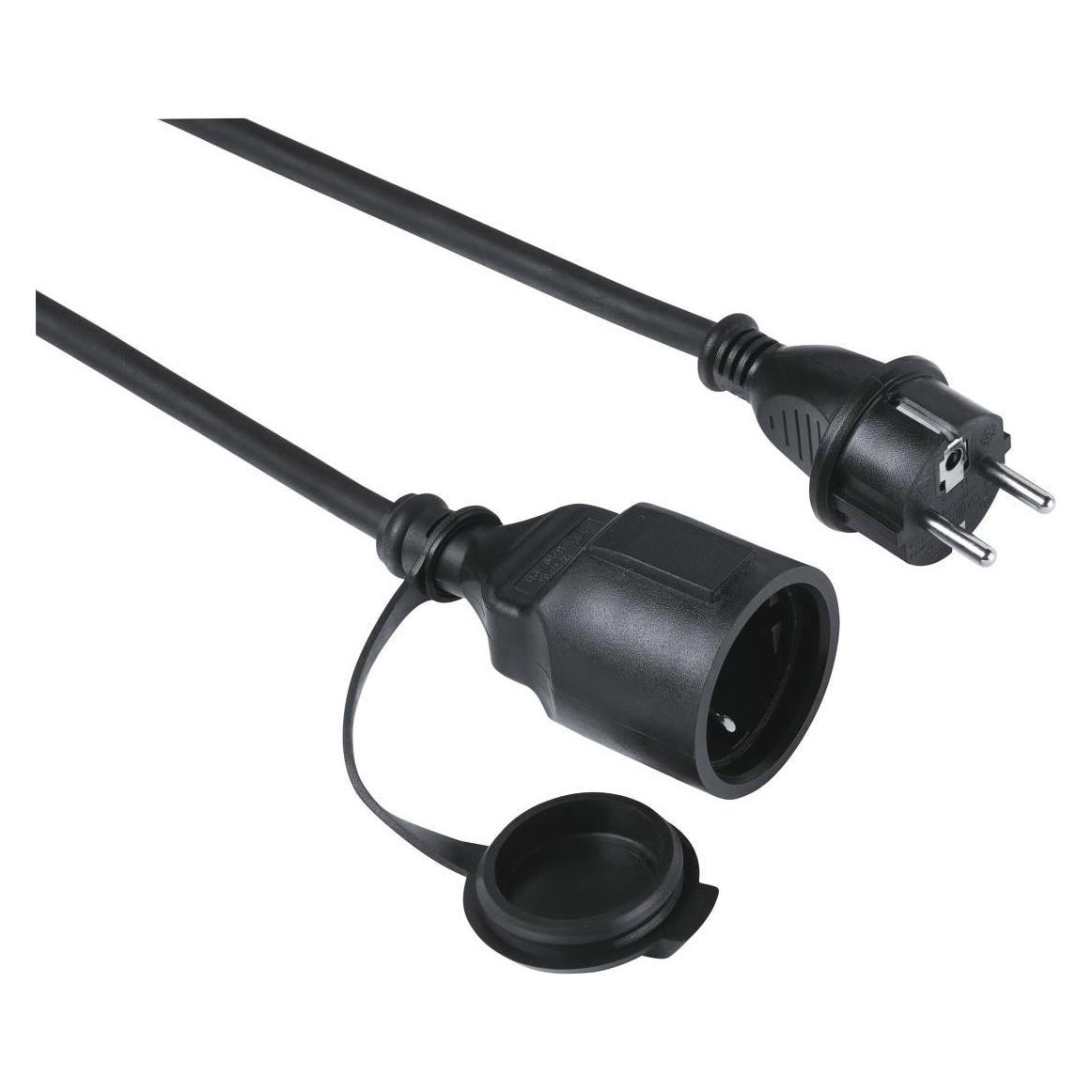 Hama Verlängerungskabel Outdoor, IP44 für aussen, Schutzdeckel, 5 m, Schwarz (5 m) (00223251)