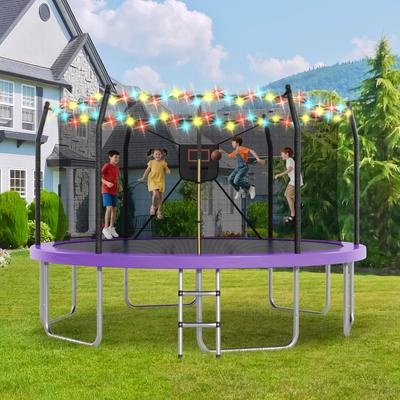 Kodotan sofa "14FT Trampoline with Lights and Basketball Hoop, Outdoor Recreational 16"" Trampoine for Kids and Adults"