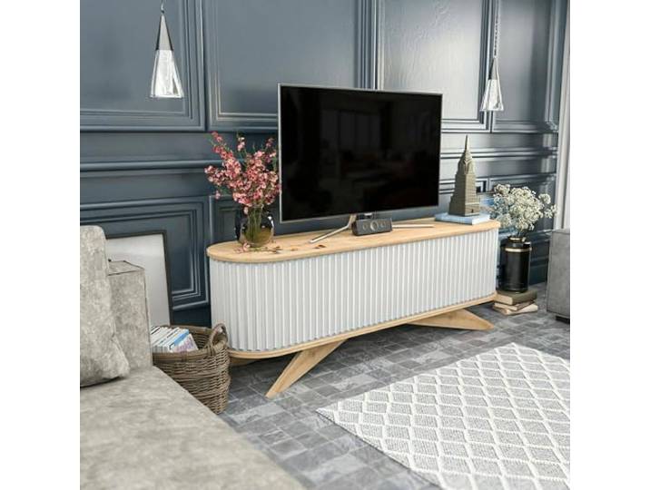 Dmora TV-Schrank Aludra 180x43x60 cm Braun 2 Böden 6 Fächer