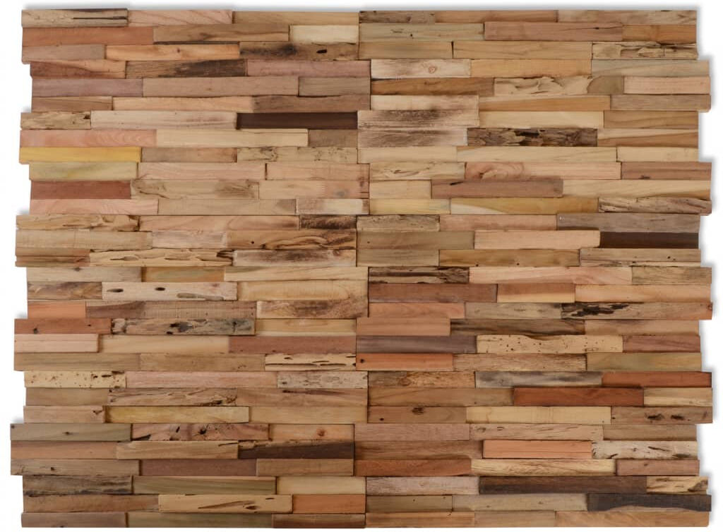 Union Rustic Zakariyya Wall Cladding Panels 18 x 57cm Wood Mosaic Tile in Brown