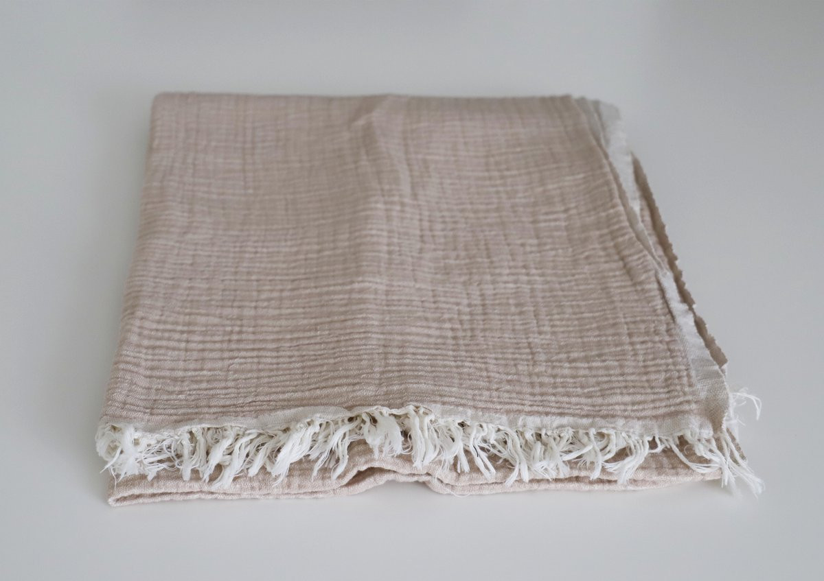 Aquatolia Mira Hamamdoeken - Dubbellaagse Mousseline Stof - Beige