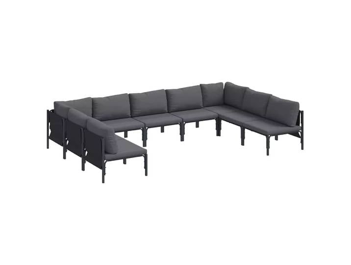 VidaXL - Outdoor-sofagarnitur stahl, One Size, Schwarz