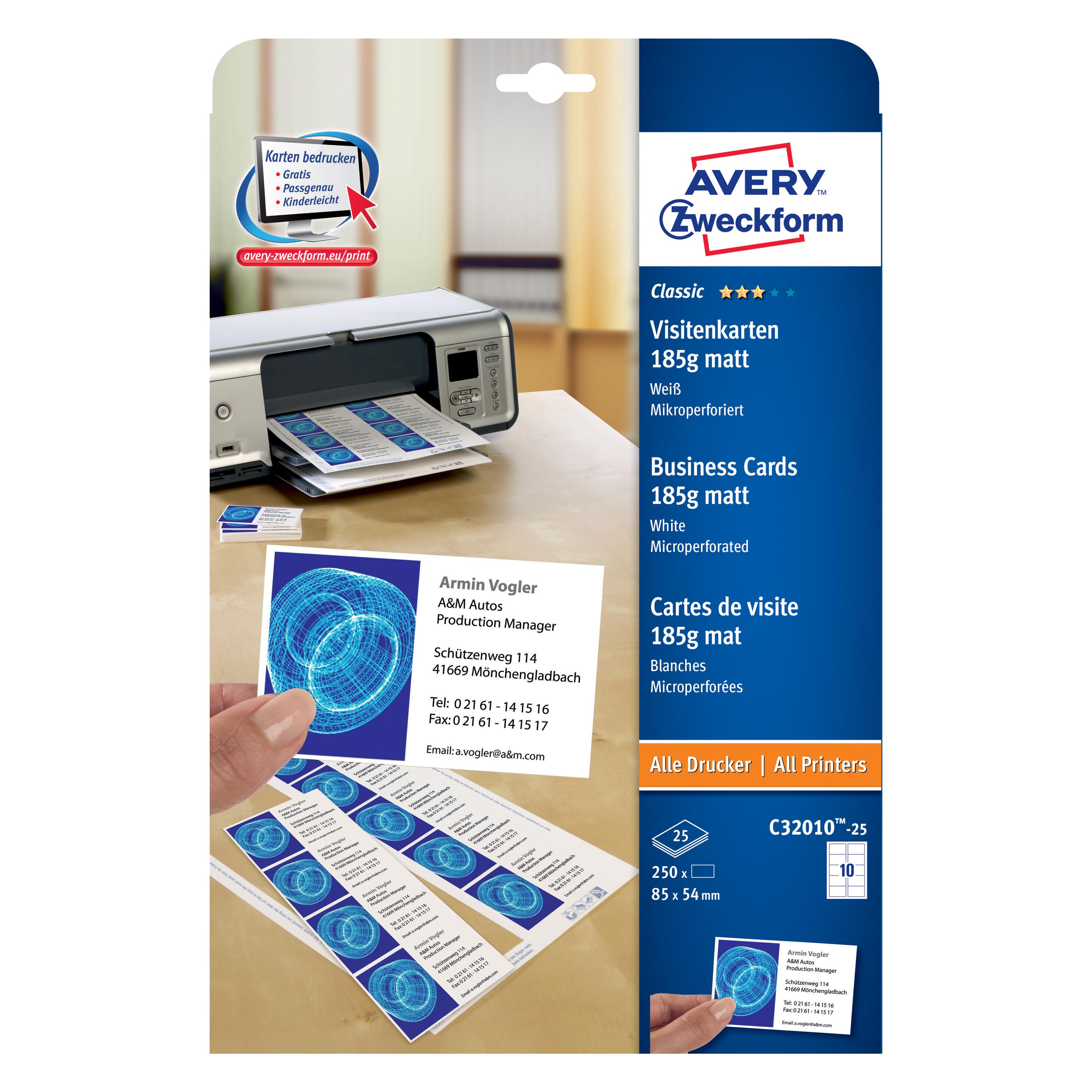 Avery Klassisch (A4, 250 Blätter, 185 g/m²) (C32010-25)