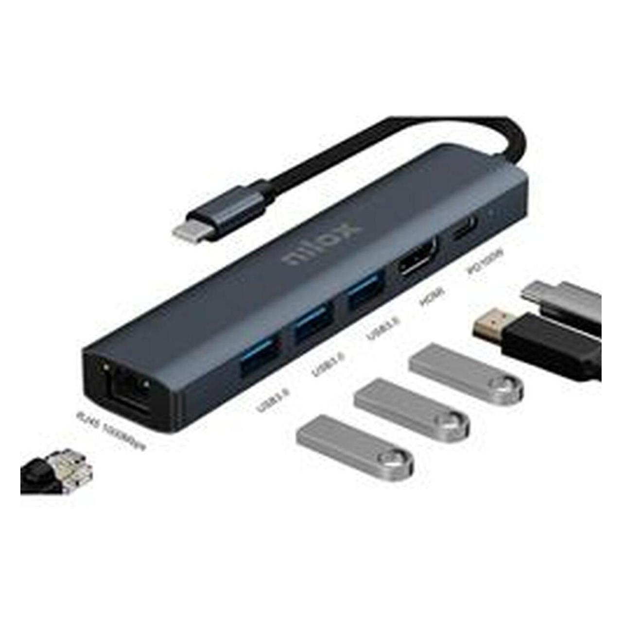 Nilox NXDSUSBC06 Dock Usb-c 6 in (USB-C, 6 Ports) (NXDSUSBC06)