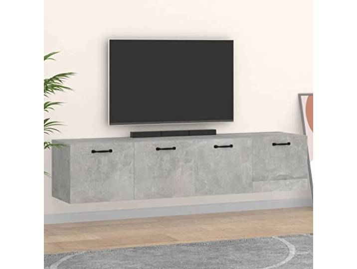 KGHFDVB Wandschraenke 2 STK. Betongrau 60x36,5x35 cm Holzwerkstoff 2 Faecher pro Schrank, Wandmontage, Feuchtigkeitsbestaendig, Montageanleitung inklusive