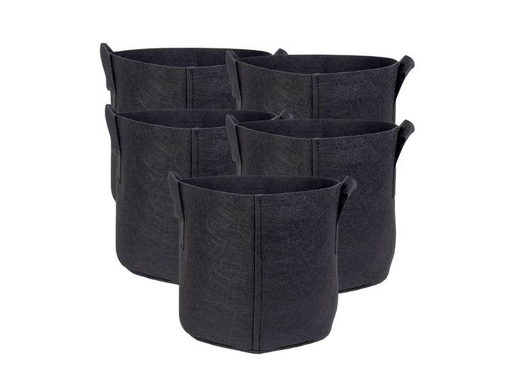 Intirilife Pflanzsack Vliesstoff 30/25 cm (5-tlg. Set), Schwarz, Textil, Gartenzubehör